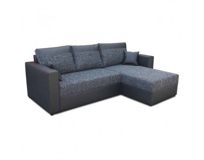 Rohová sedačka s rozkladom a úložným priestorom Kansas L/P - čierna / čierna melírovaná