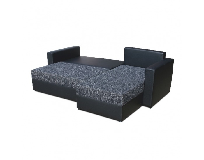 Rohová sedačka s rozkladom a úložným priestorom Kansas L/P - čierna / čierna melírovaná