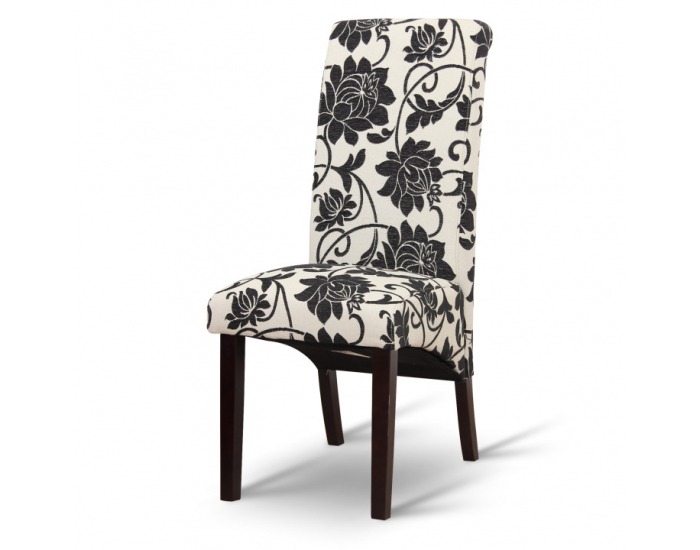 Jedálenská stolička Judy - tmavý orech / vzor kvety