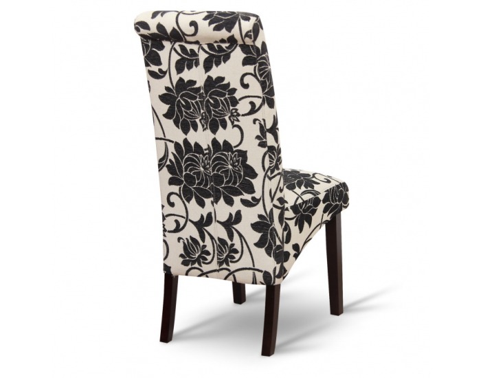 Jedálenská stolička Judy - tmavý orech / vzor kvety