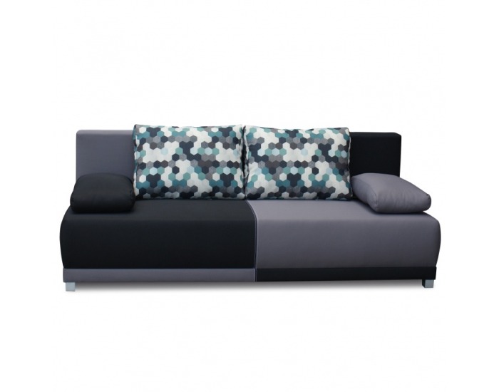 Rozkladacia pohovka s úložným priestorom Spiker - čierna / sivá / vzor