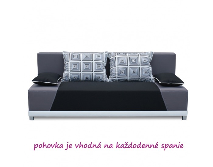 Rozkladacia pohovka s úložným priestorom Rokar - čierna / sivá / vzor