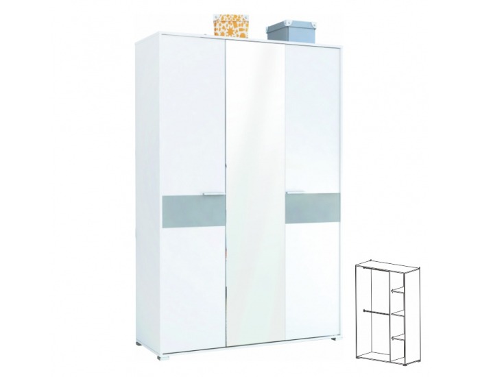 Šatníková skriňa Bandy 258753 3D - biela / sivá