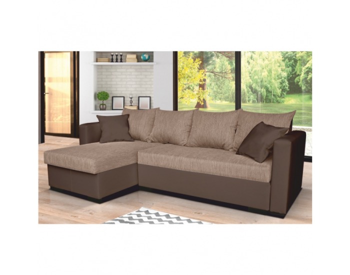 Rohová sedačka s rozkladom a úložným priestorom Marsala L/P - čokoládová / hnedá
