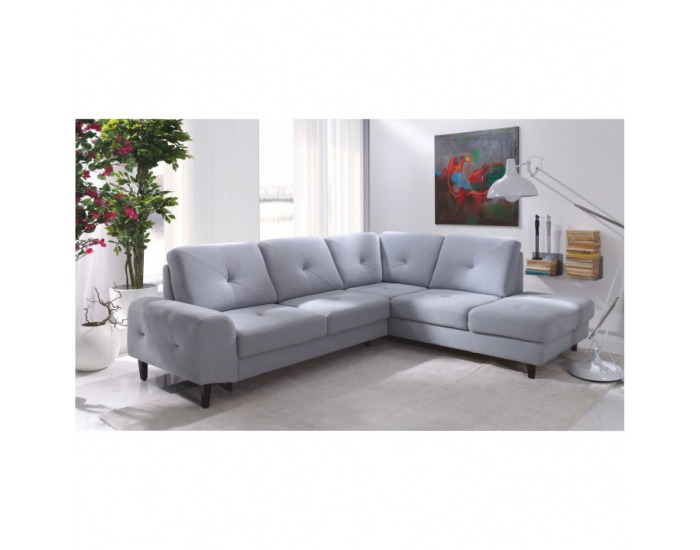 Rohová sedačka s rozkladom a úložným priestorom Praga P - svetlosivá