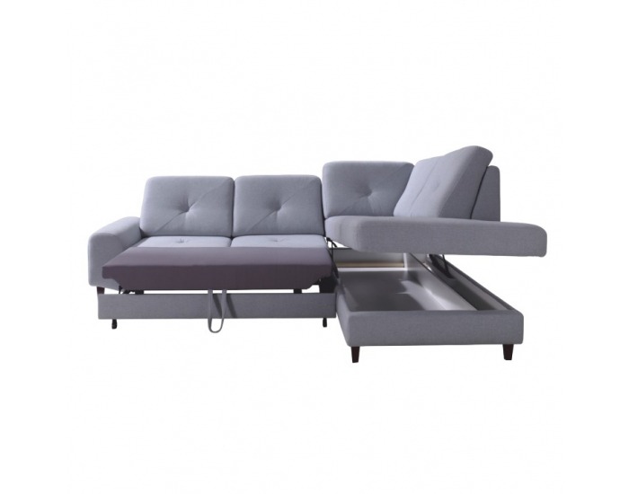 Rohová sedačka s rozkladom a úložným priestorom Praga P - svetlosivá