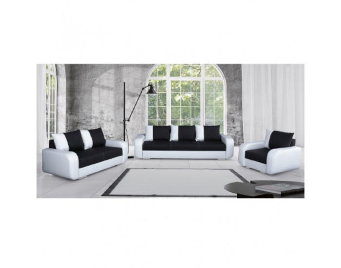 Rozkladacia trojsedačka Mono - biela / čierna