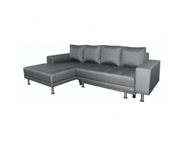 Rohová sedačka s rozkladom a úložným priestorom Bruno L - tmavosivá