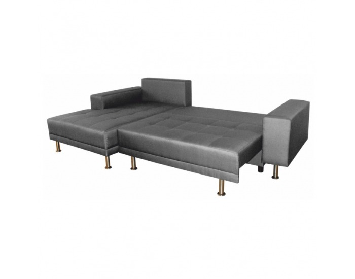 Rohová sedačka s rozkladom a úložným priestorom Bruno L - tmavosivá