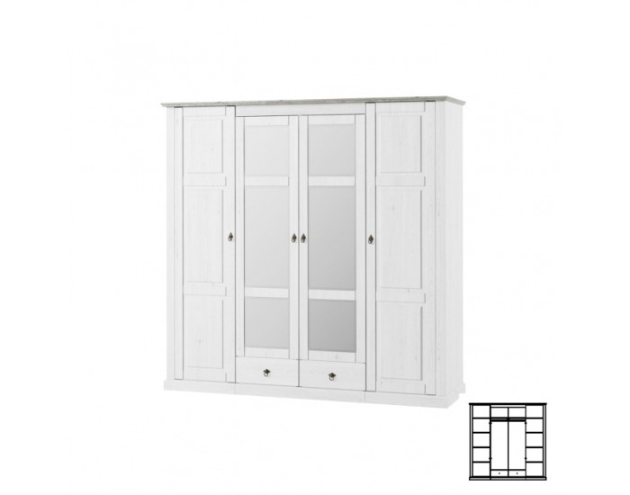 Šatníková skriňa Liona LM 74 4D - biela