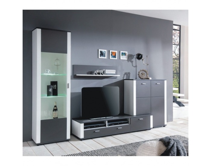 Obývacia stena Maxo - sivá / biela