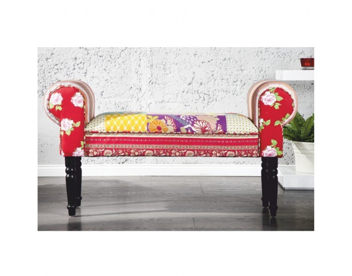 Lavica do predsiene Charade - červený vzor / wenge