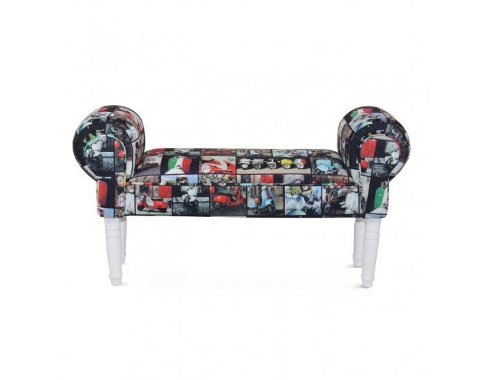 Lavica do predsiene Charade - vzor retro / biela