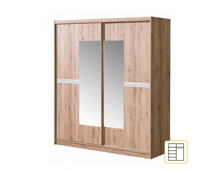 Šatníková skriňa s posuvnými dverami Rovin R-18 2D - san remo / biela