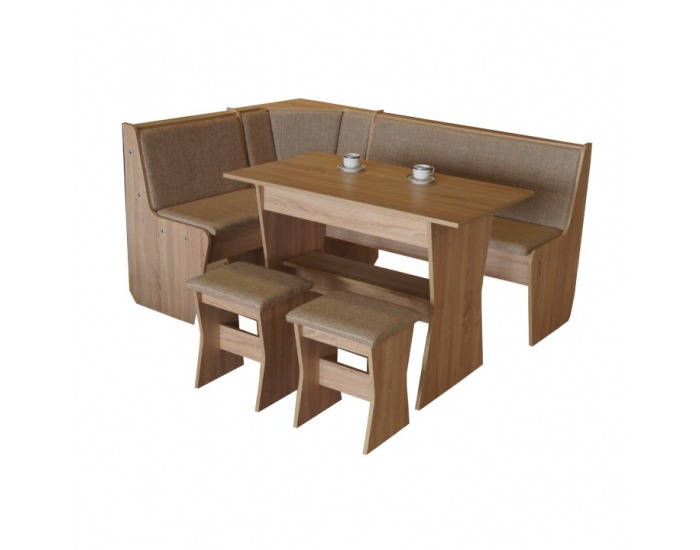 Rohový jedálenský set Corner - dub sonoma / svetlohnedá