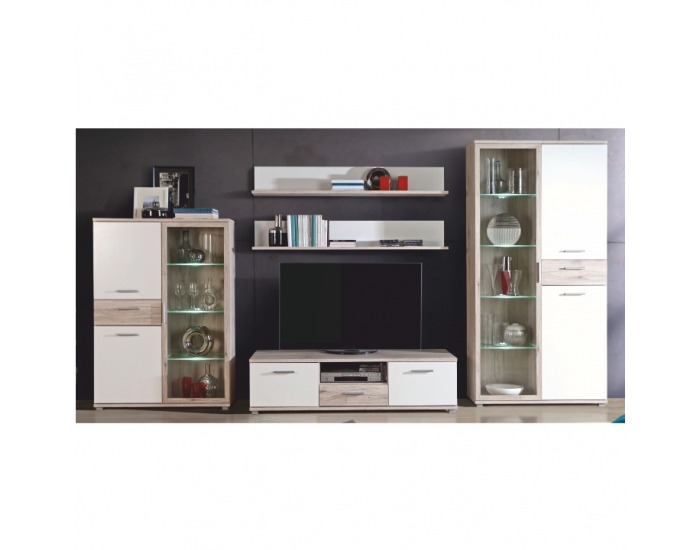 Vitrína Valeria 84 - dub pieskový / biela