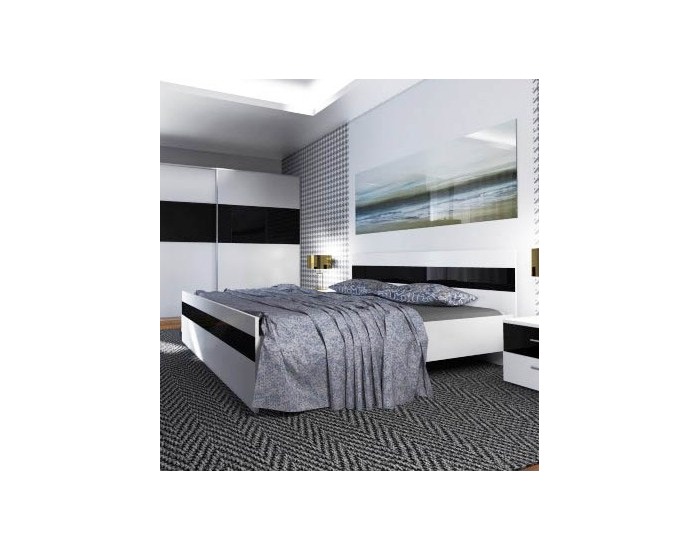 Posteľový rám Devon 160 - biela / čierny lesk