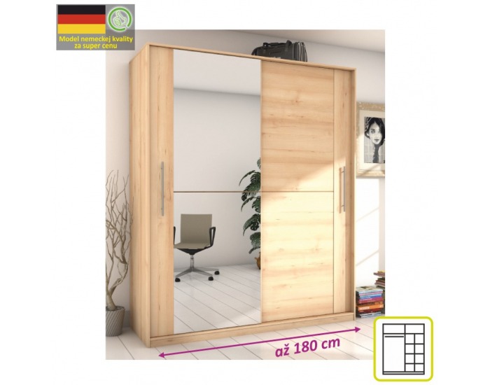 Šatníková skriňa s posuvnými dverami Rombo CO-28 2D - buk iconic
