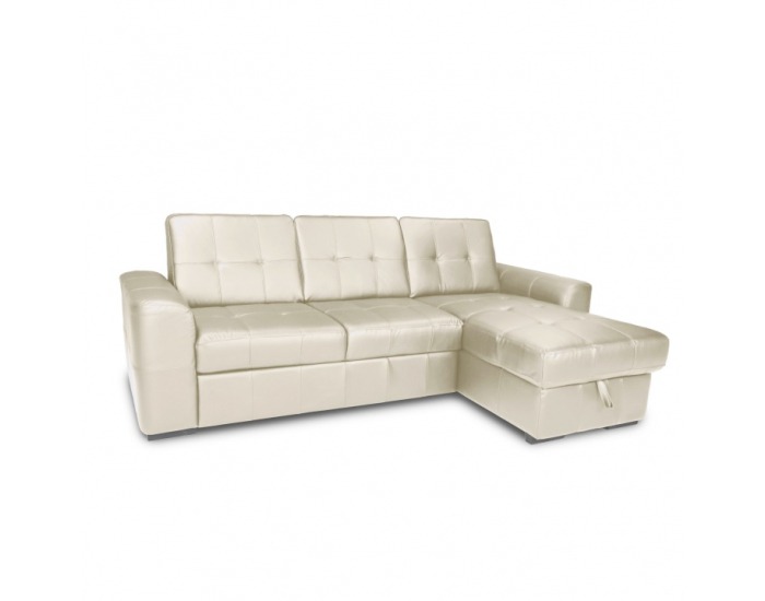 Kožená rohová sedačka s rozkladom Trek RM P - biela