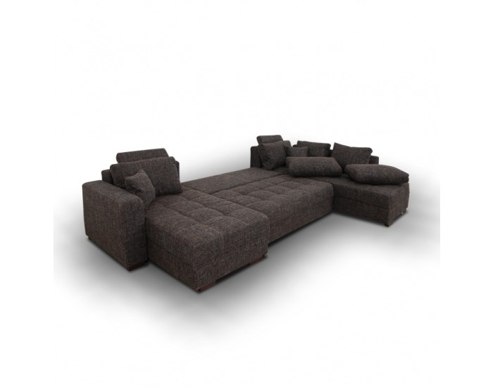 Rohová sedačka U s rozkladom Mantego L/P - hnedočierna