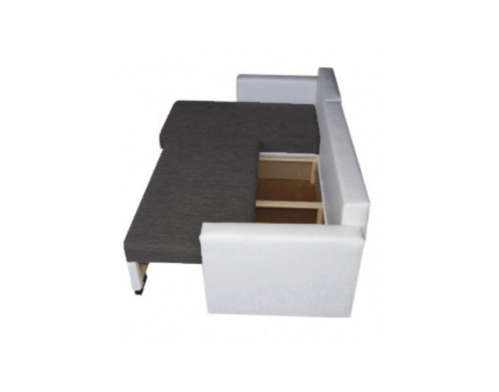 Rohová sedačka s rozkladom a úložným priestorom Marsala L/P - biela / sivá