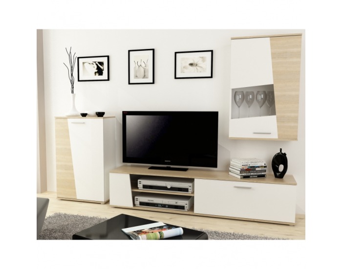 Obývacia stena Pisa - dub sonoma / biela
