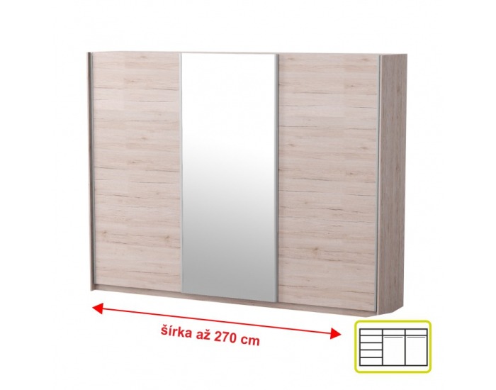 Skriňa s posuvnými dverami Miran 3D - dub san remo / biela