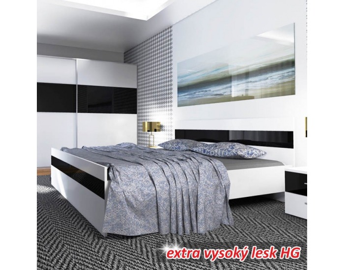 Posteľový rám Devon 160 - biela / čierny lesk