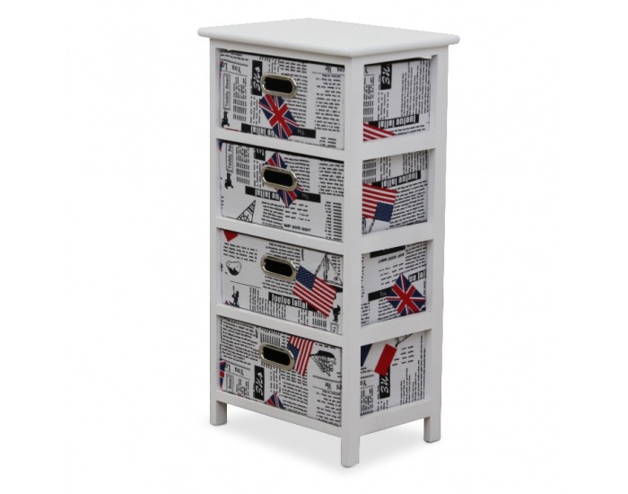 Komoda Sputnik 4 - biela / potlač