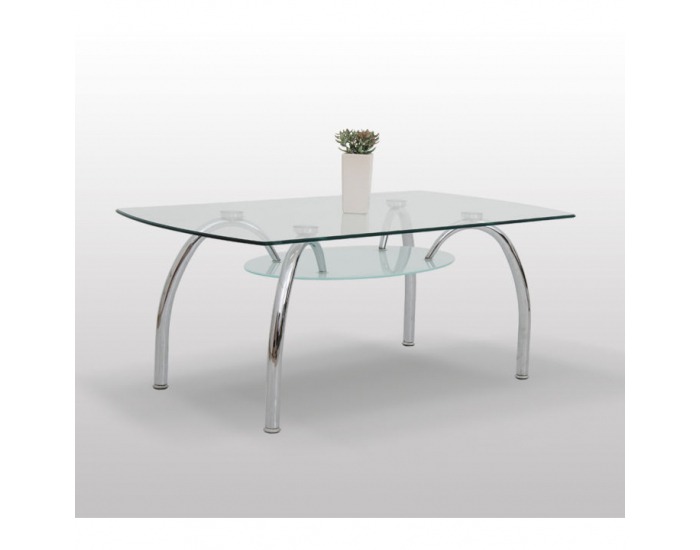 Sklenený konferenčný stolík Steve C-170 - chróm / sklo