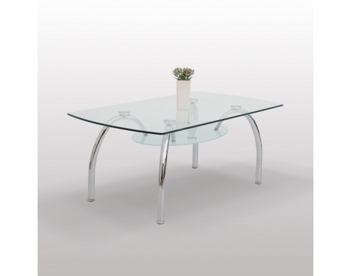 Sklenený konferenčný stolík Steve C-170 - chróm / sklo