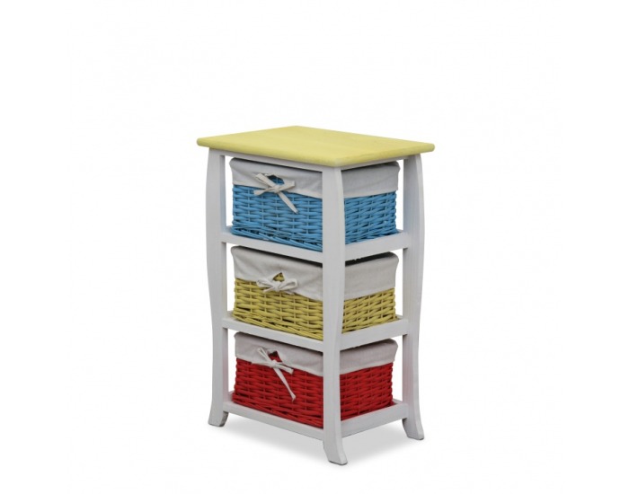 Košíková komoda Niels 3 - biela / kombinácia farieb