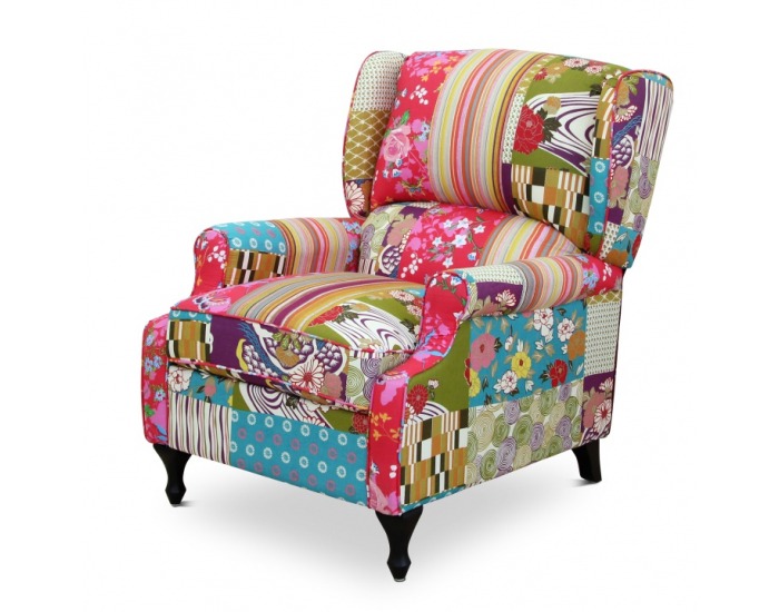 Kreslo (ušiak) Dimo Typ 2 - vzor patchwork