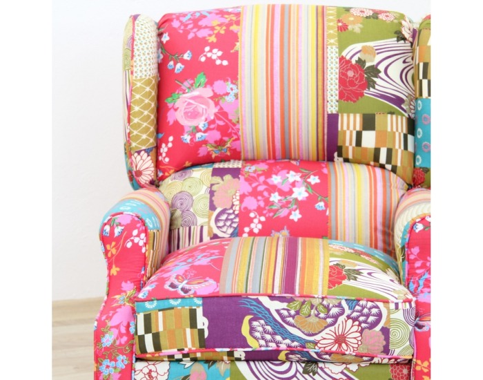 Kreslo (ušiak) Dimo Typ 2 - vzor patchwork