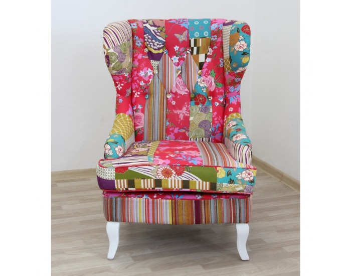 Kreslo (ušiak) Dimo Typ 1 - vzor patchwork