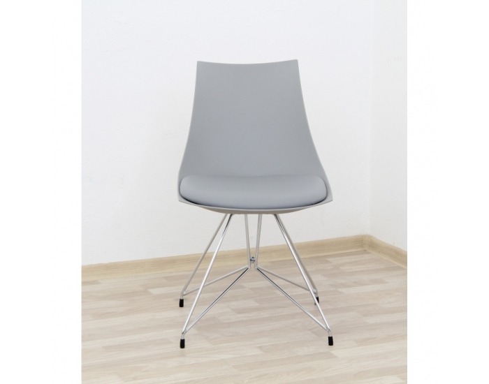 Jedálenská stolička Chrome - sivá / chróm