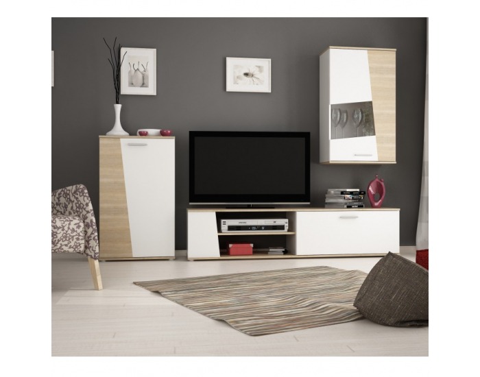 Obývacia stena Pisa - dub sonoma / biela