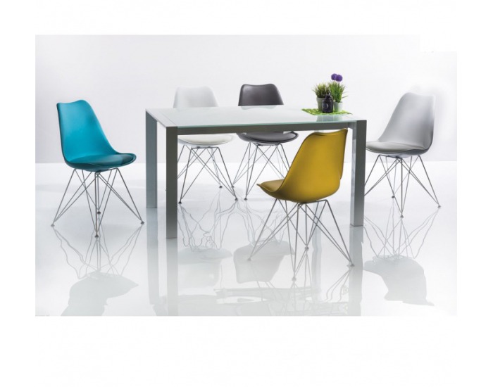 Jedálenská stolička Metal - biela / chróm