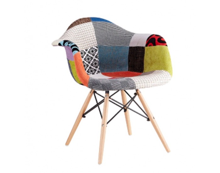 Kreslo Tobo New - buk / vzor patchwork