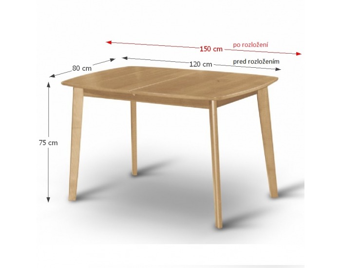 Rozkladací jedálenský stôl Chan - medový dub