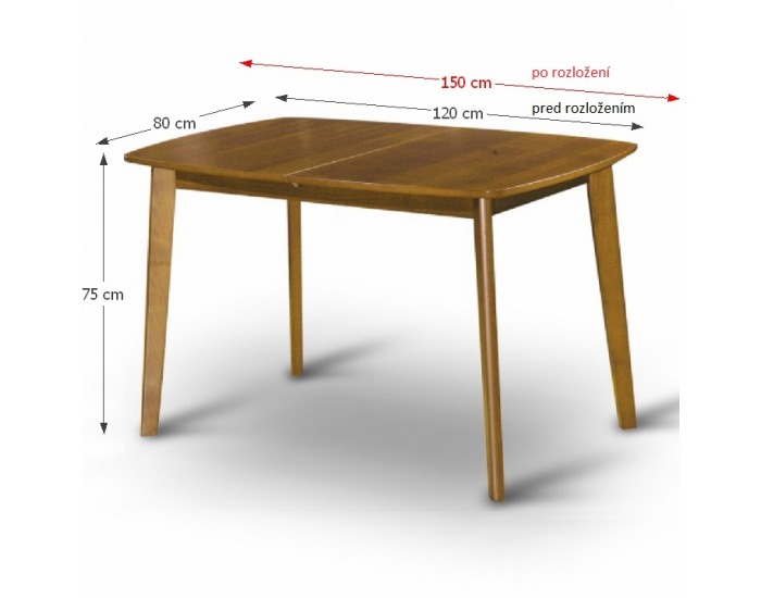 Rozkladací jedálenský stôl Chan - čerešňa