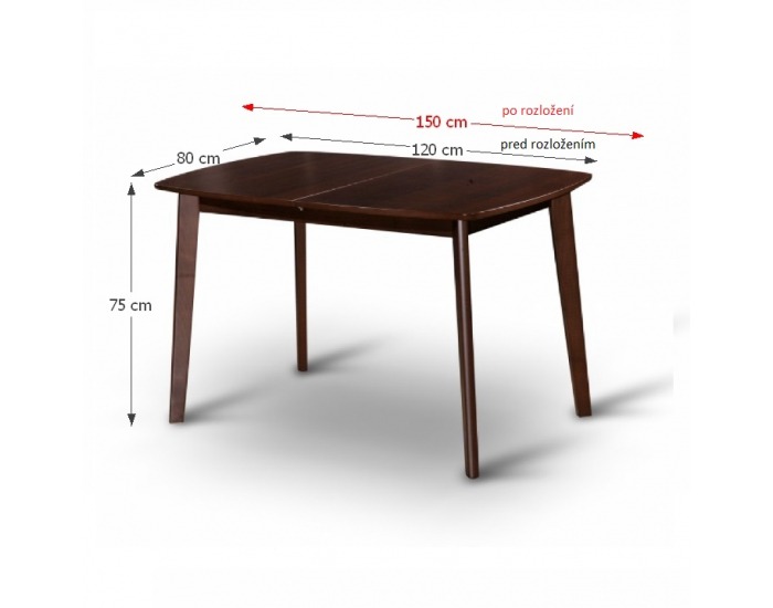 Rozkladací jedálenský stôl Chan - orech