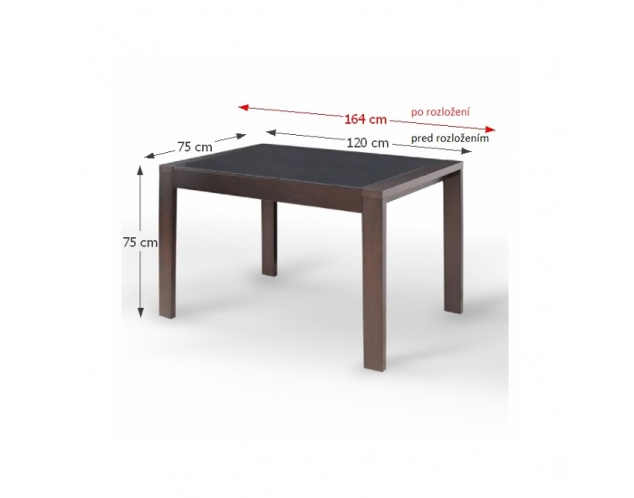 Rozkladací jedálenský stôl Janadan - orech / čierne sklo