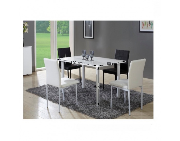 Jedálenský stôl Unita - biela / biely vysoký lesk