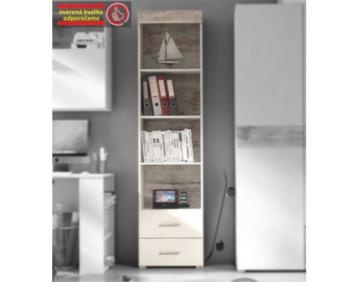 Regál Drago JU-30 - biela / dub canyon