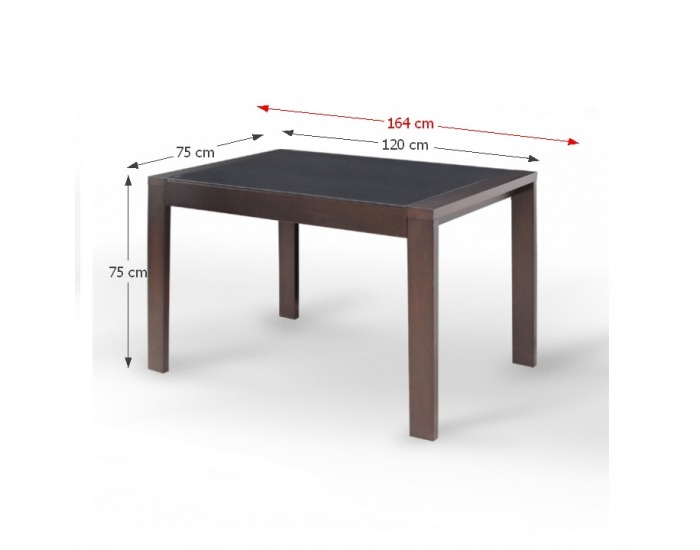 Rozkladací jedálenský stôl Janadan - wenge / čierne sklo