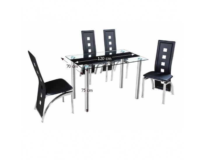 Sklenený jedálenský stôl Ester - oceľ / sklo