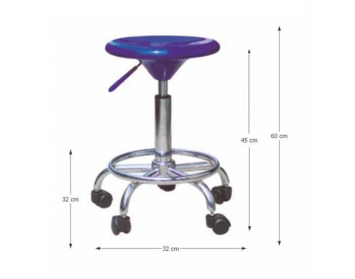Stolička na kolieskach Mabel New - modrá / chróm