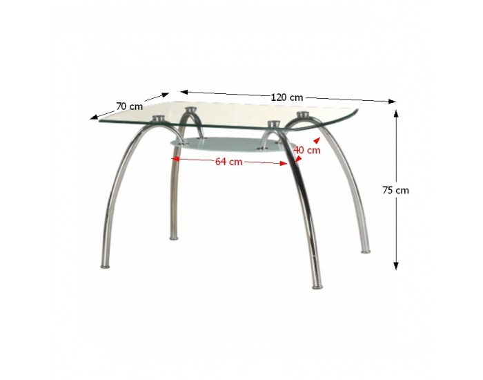 Sklenený jedálenský stôl Steve T-649 - chróm / sklo