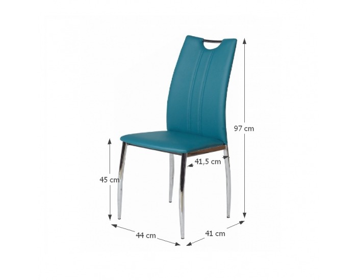 Jedálenská stolička Oliva - chróm / modrá petrolejová